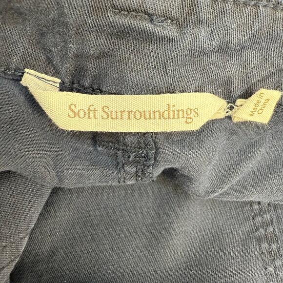 Soft Surroundings Cargo Pants Women's 12 Navy Blue Zipper Pockets Tapered Preppy - Picture 9 of 16